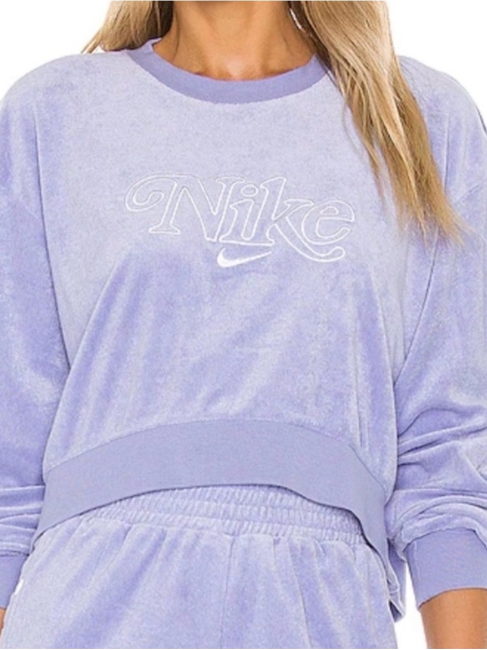 Nike Lavender Terry Crewneck with White Embroidered Logo